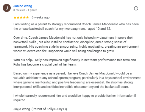Google review from Jiajia